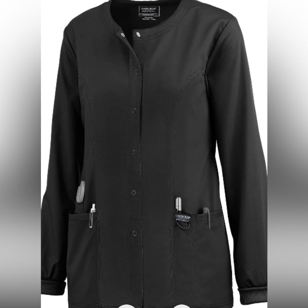 Dickies Black Snap-Front Scrub Jacket